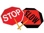 Paddle Sign: Stop / Slow with Wooden Handle