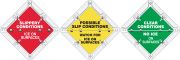 SLIPPERY CONDITIONS ICE ON SURFACES / POSSIBLE SLIP CONDITIONS WATCH FOR ICE ON SURFACES / CLEAR CONDITIONS NO ICE ON SURFACES