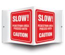 SLOW! PEDESTRIAN AREA PROCEED WITH CAUTION