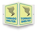 Safety Sign, Legend: TORNADO SHELTER W/GRAPHIC (GLOW)