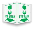 Safety Sign, Legend: EYE WASH (W/GRAPHIC) (ARROW)