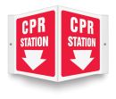 Safety Sign, Legend: CPR STATION (ARROW)