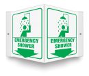 Safety Sign, Legend: EMERGENCY SHOWER (W/GRAPHIC) (ARROW)