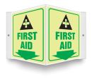 Safety Sign, Legend: FIRST AID W/ARROW