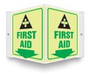 Safety Sign, Legend: FIRST AID W/ARROW