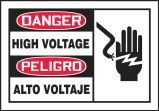 Safety Label, Header: DANGER, Legend: HIGH VOLTAGE (W/GRAPHIC) (BILINGUAL)
