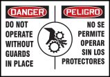 DO NOT OPERATE WITHOUT GUARDS IN PLACE, BILINGUAL SPANISH