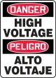 Safety Sign, Header: DANGER/PELIGRO, Legend: DANGER HIGH VOLTAGE (BILINGUAL)
