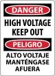 Bilingual OSHA Danger Safety Sign: High Voltage Keep Out