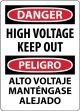 Bilingual OSHA Danger Safety Sign: High Voltage - Keep Out