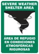 Safety Sign, Legend: SEVERE WEATHER SHELTER AREA (W/GRAPHIC) (BILINGUAL)