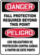 DANGER FALL PROTECTION REQUIRED BEYOND THIS POINT (BILINGUAL SPANISH)