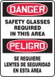 DANGER SAFETY GLASSES REQUIRED IN THIS AREA