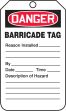 barricade tags detailed with OSHA danger header