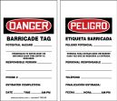 Barricade Danger Status Tag: Barricade Tag - Potential Hazard - Responsible Person - Phone - Estimated Completion - Date - Time