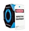 Safety Tag, Header: DANGER, Legend: DANGER DEFECTIVE EQUIPMENT