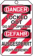 DANGER LOCKED OUT DO NOT OPERATE (LOCK OUT TAG)(English/German)