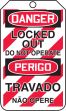 DANGER LOCKED OUT DO NOT OPERATE (LOCK OUT TAG) (English/Portuguese - Brazilian Dialect)