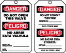 Safety Tag, Header: DANGER, Legend: DO NOT OPEN THIS VALVE