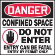 CONFINED SPACE DO NOT ENTER ENTRY CAN BE FATAL ENTRY BY PERMIT ONLY (W/GRAPHIC)