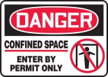 CONFINED SPACE ENTER BY PERMIT ONLY (W/GRAPHIC)