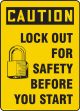 LOCK OUT FOR SAFETY BEFORE YOU START (W/IMAGE)