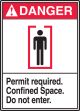 Permit required. Confined Space. Do not enter. (w/graphic)