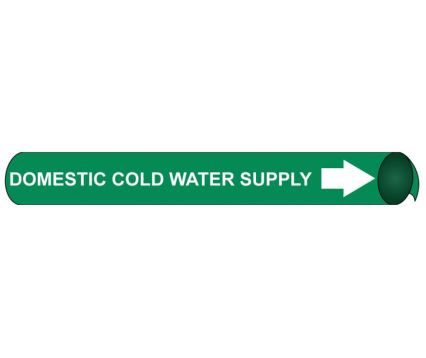 DOMESTIC COLD WATER RETURN PRECOILED/STRAP-ON PIPE MARKER