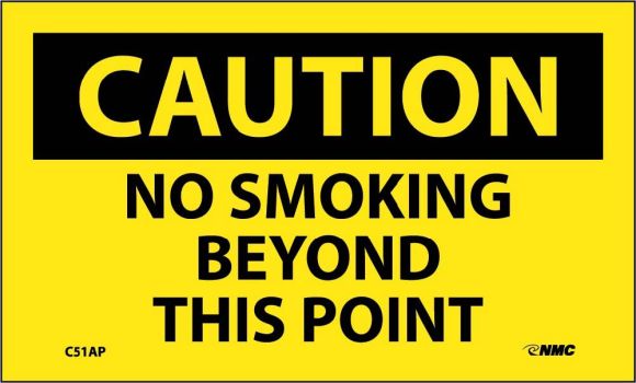 NO SMOKING BEYOND THIS THIS POINT LABEL