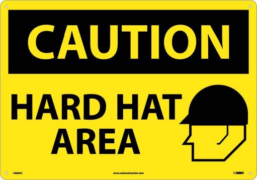 LARGE FORMAT CAUTION HARD HAT AREA SIGN