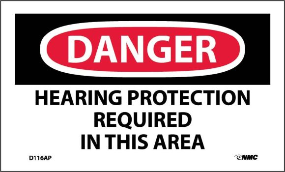 DANGER HEARING PROTECTION REQUIRED IN THIS AREA LABEL