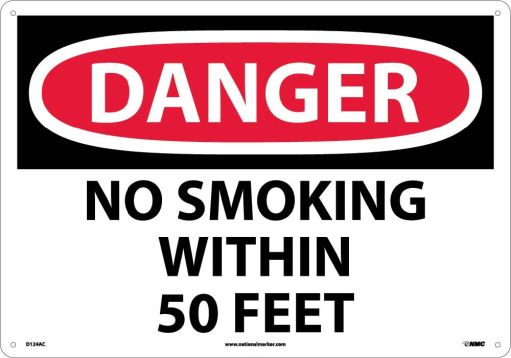 LARGE FORMAT DANGER NO SMOKING WITHIN 50 FEET SIGN