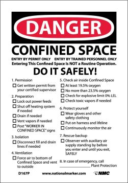 DANGER CONFINED SPACE PERMIT REQUIRED SIGN