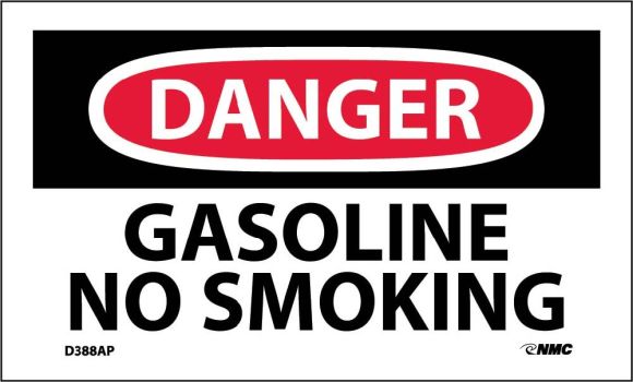 DANGER GASOLINE NO SMOKING LABEL