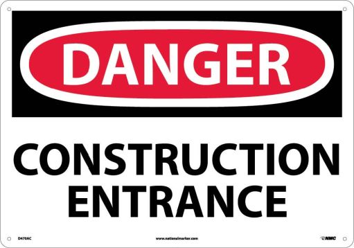 LARGE FORMAT DANGER CONSTRUCTION ENTRANCE SIGN (D470RD)