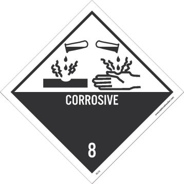 CORROSIVE 8 GRAPHIC DOT PLACARD LABEL