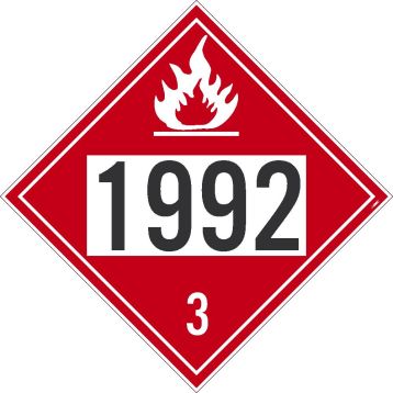 1992 3 FLAMMABLE DOT PLACARD SIGN