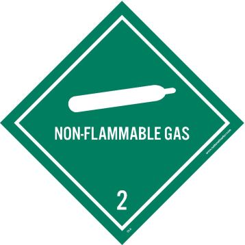 NON-FLAMMABLE GAS 2 DOT PLACARD LABEL