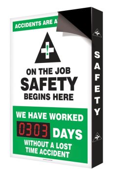 Changeable Magnetic Face Digi-Day® Starter Set Electronic Scoreboards: Accidents Are Avoidable On The Job Safey Begins Here