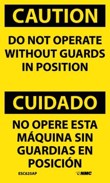 CAUTION DO NOT OPERATE WITHOUT GUARDS IN POSITION BILINGUAL LABEL