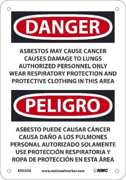 ASBESTOS MAY CAUSE CANCER CAUSES WEAR RESPIRATORY PROTECTION SIGN - BILINGUAL