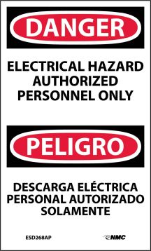 DANGER ELECTRICAL HAZARD AUTHORIZED PERSONNEL ONLY LABEL - BILINGUAL