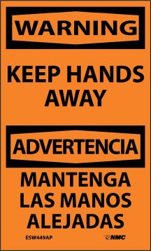 KEEP HANDS AWAY BILINGUAL LABEL