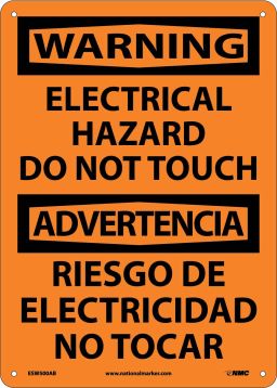 WARNING ELECTRICAL HAZARD DO NOT TOUCH SIGN - BILINGUAL