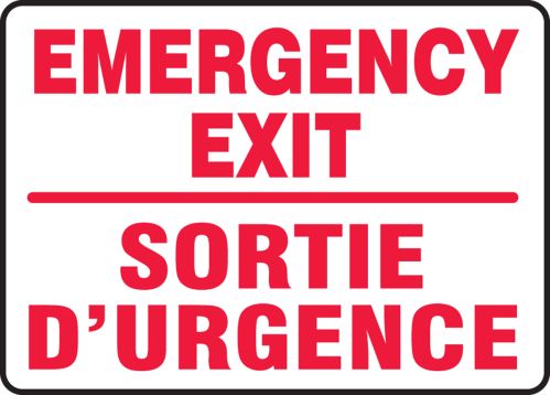 EMERGENCY EXIT (BILINGUAL FRENCH - SORTIE D'URGENCE)