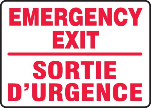EMERGENCY EXIT (BILINGUAL FRENCH - SORTIE D'URGENCE)