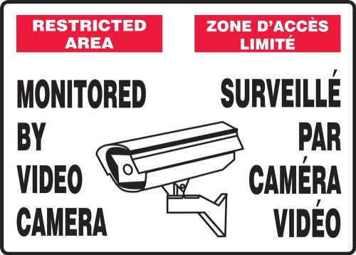RESTRICTED AREA MONITORED BY VIDEO CAMERA (BILINGUAL FRENCH - ZONE D'ACCÈS LIMITÉ SURVEILLÉ PAR CAMÉRA VIDÉO)