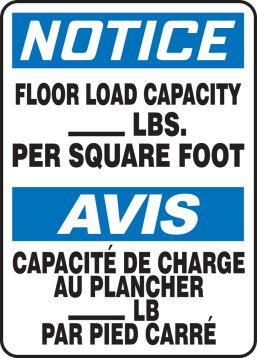 NOTICE-FLOOR LOAD CAPACITY (BILINGUAL FRENCH)
