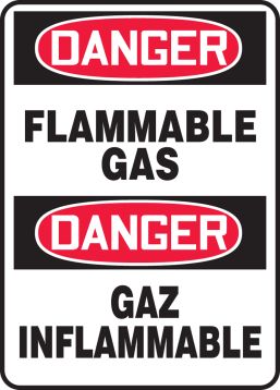 DANGER FLAMMABLE GAS (BILINGUAL FRENCH - DANGER GAZ INFLAMMABLE)
