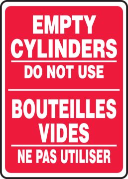 EMPTY CYLINDERS DO NOT USE (BILINGUAL FRENCH - BOUTEILLES VIDES NE PAS UTILISER)